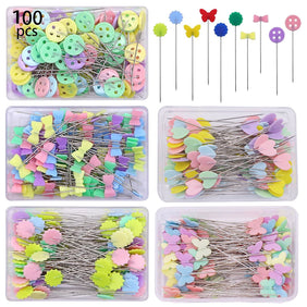 Lot 100 Épingles à Couture Têtes Colorées