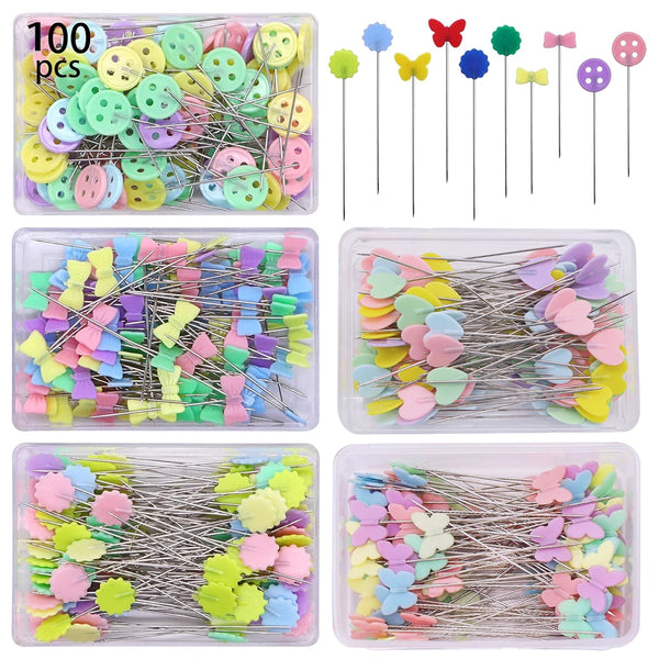 Lot 100 Épingles à Couture Têtes Colorées