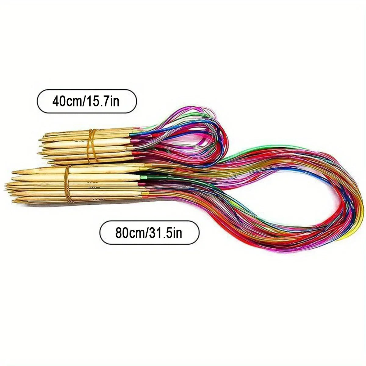Lot de 18 Aiguilles à Tricoter Circulaires difference de taille