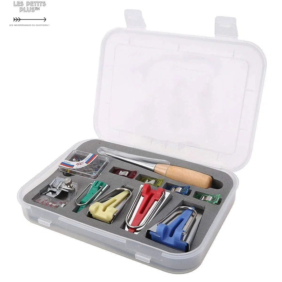Kit Complet Fabrication Biais 6-25 Mm – Pied Presseur Réglable + 4 Largeurs + Alène + Aiguilles