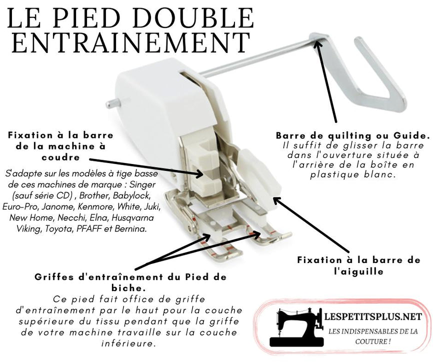 Pied Presseur Avec Guide Variable Compatible Pfaff IDT - Référence 820677096 - Pour Surpiqûres Précises